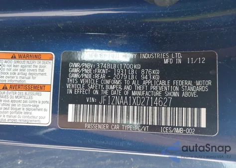 2013 Scion Fr-S z USA, uszkodzony, nr VIN JF1ZNAA1XD2714627